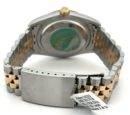 Pre-owned Rolex Datejust 36mm Silver Jubilee Dial - 16233- Yellow Gold/Steel S108444