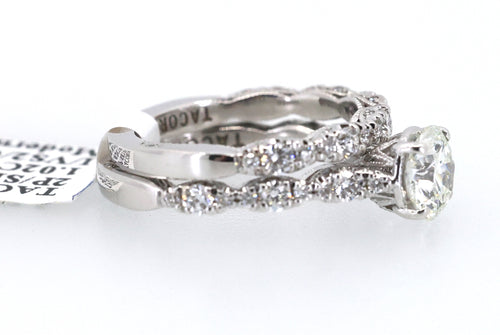 Tacori 18k White Gold 1.02 CT Diamond Engagement Ring Set, Size 4.5, 6.5gm, S109172 (Pre-owned)(Pre-owned)