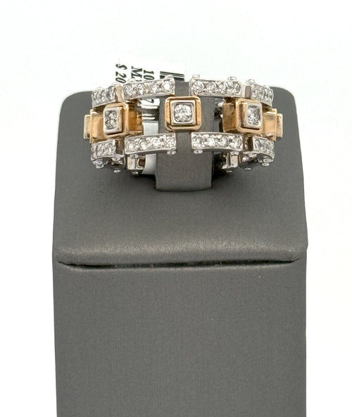 14k Two Tone Gold 1.75 CT Diamond Men's Band Ring, 13.0gm, Size 11.25, S108577