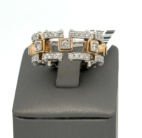 14k Two Tone Gold 1.75 CT Diamond Men's Band Ring, 13.0gm, Size 11.25, S108577