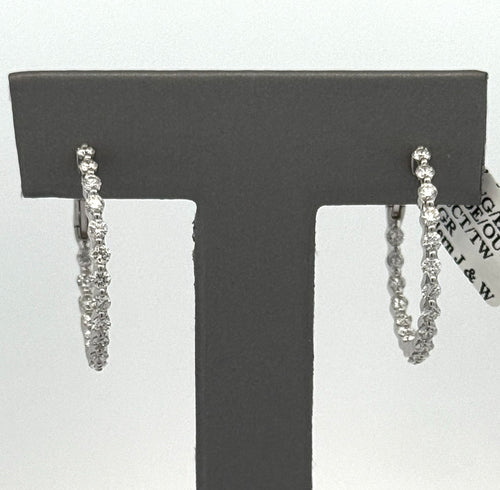 14k White Gold 1.60CT Diamond Inside Out Hoop Earrings, 6.1g, S108596