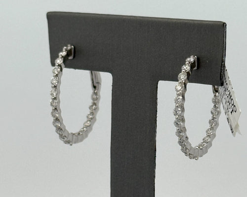 14k White Gold 1.60CT Diamond Inside Out Hoop Earrings, 6.1g, S108596
