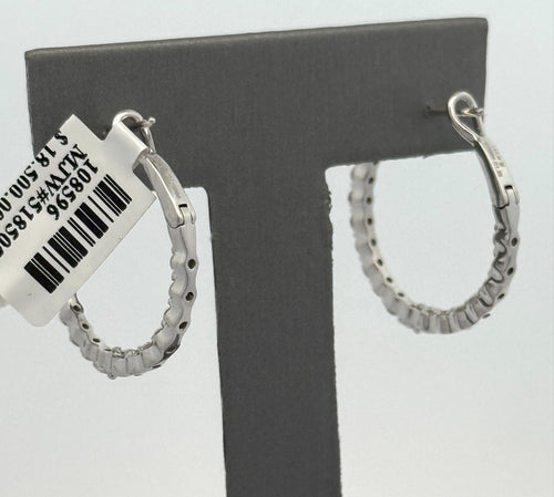 14k White Gold 1.60CT Diamond Inside Out Hoop Earrings, 6.1g, S108596