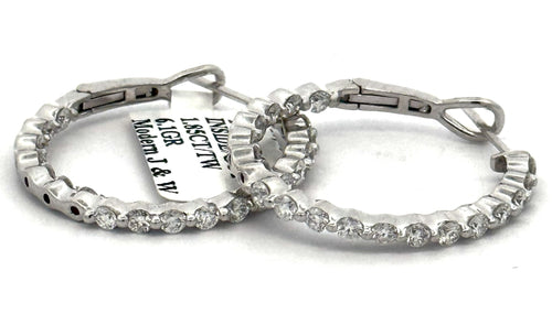 14k White Gold 1.60CT Diamond Inside Out Hoop Earrings, 6.1g, S108596