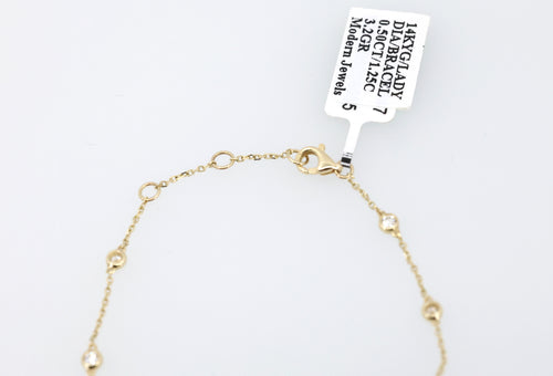 14k Yellow Gold 0.25CT/1.00CT Diamond Ladies Bracelet 7", 3.2gm, S17174