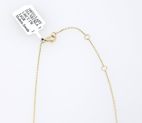 14K Yellow Gold 0.75Ct Diamond Circle Pendant Necklace, 3.6G, S17177