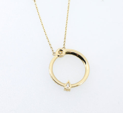 14K Yellow Gold 0.75Ct Diamond Circle Pendant Necklace, 3.6G, S17177