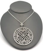 EFFY 14K White Gold Large Diamond Pendant Necklace 16.3g, S108575