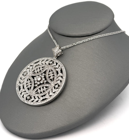 EFFY 14K White Gold Large Diamond Pendant Necklace 16.3g, S108575