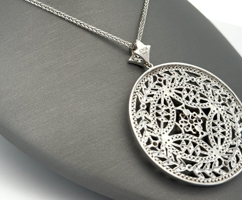 EFFY 14K White Gold Large Diamond Pendant Necklace 16.3g, S108575