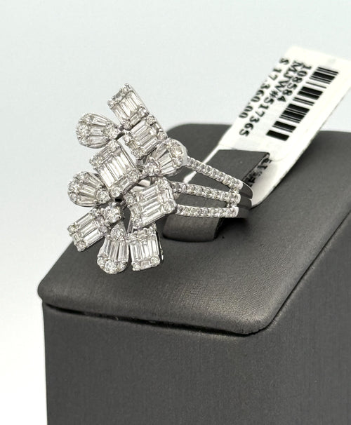 14k White Gold 1.75CT Baguette & Round Cut Diamond Ladies Ring, S108584
