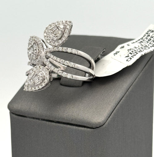 14k White Gold 1.05CT Baguette & Round Cut Diamond Ladies Ring, S108585