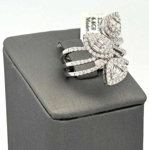 14k White Gold 1.05CT Baguette & Round Cut Diamond Ladies Ring, S108585