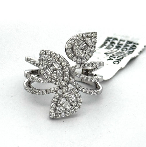 14k White Gold 1.05CT Baguette & Round Cut Diamond Ladies Ring, S108585