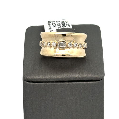 14k Yellow Gold Ladies 0.50 CT Diamond Ring, 6.2gm, Size 7.25, S108578