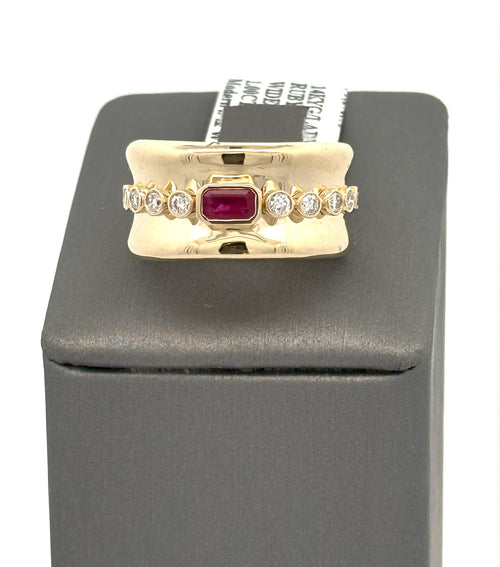 14k Yellow Gold Ladies 0.75 CT Diamond & Ruby Ring, 6.1gm, Size 7, S108581
