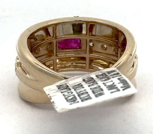 14k Yellow Gold Ladies 0.75 CT Diamond & Ruby Ring, 6.1gm, Size 7, S108581