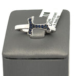 18k White Gold 0.14CT Sapphire Humilis Aqua Sign Ring, 4.4g, Size 9.25, S107290