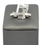 18k White Gold 0.11CT Diamonds Humilis Aere Sign Ring, 4.2g, Size 7.75, S107291