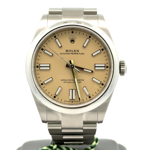 NEW 2025 Rolex Oyster Perpetual 41mm BEIGE DIAL Steel Watch 134300, S16716