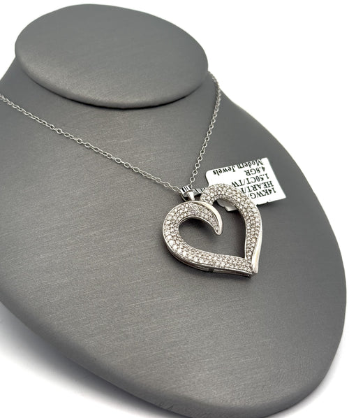 14k White Gold 1.25CT Diamond Heart Pendant, 4.8g, S16694