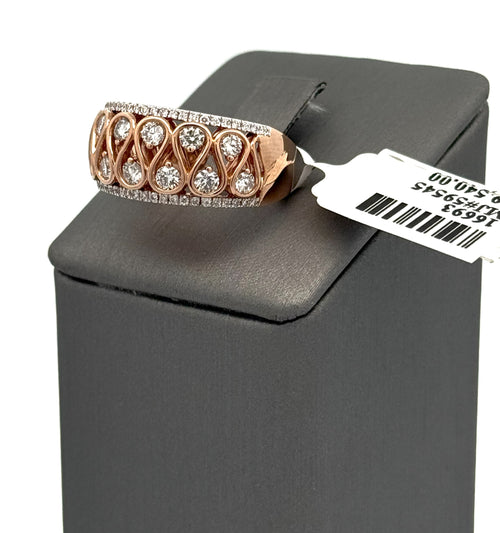 14K Rose Gold 1.25CT Diamond Ladies Ring, 6.6gm, Size 7, S16693