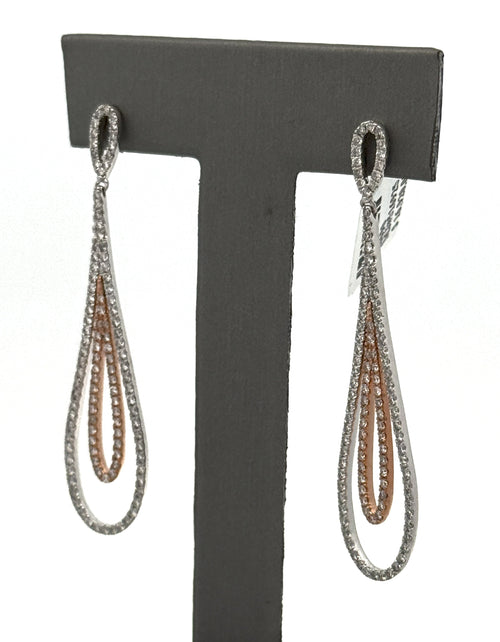 14k White & Rose Gold 2.25 CT Diamond Drop Style Earrings, 7.8g, S16690