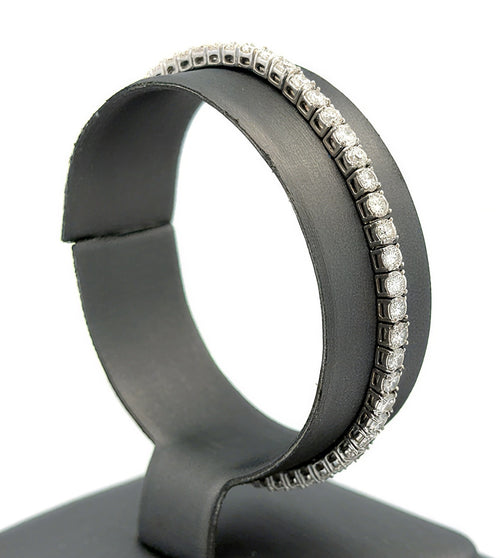 14k White Gold 5.00CT Diamond Flexible Bangle Bracelet, 8.6g, S108657