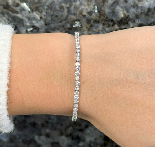 14k White Gold 5.00CT Diamond Flexible Bangle Bracelet, 8.6g, S108657