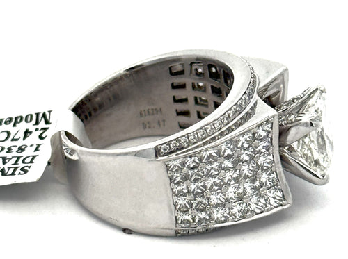 Simong 18k White Gold 1.83CT & 2.47CT Diamond Engagement Ring, 6.2g, Size 6.75, S108615