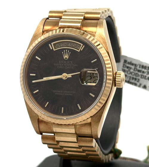 Pre-Owned Rolex Day Date 18038 Wood Dial 18k Yellow Gold Presidential 36mm  Watch, S108621