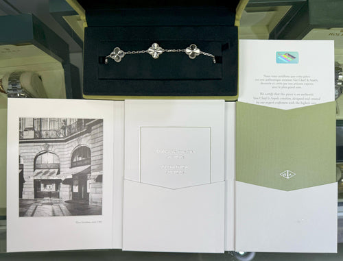 Van Cleef & Arpels Vintage Alhambra Bracelet, 5 motifs, 18k White Gold, 19.4 g