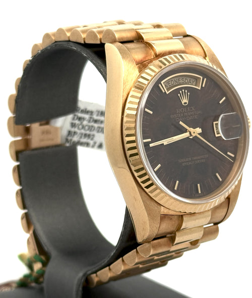 Pre-Owned Rolex Day Date 18038 Wood Dial 18k Yellow Gold Presidential 36mm  Watch, S108621