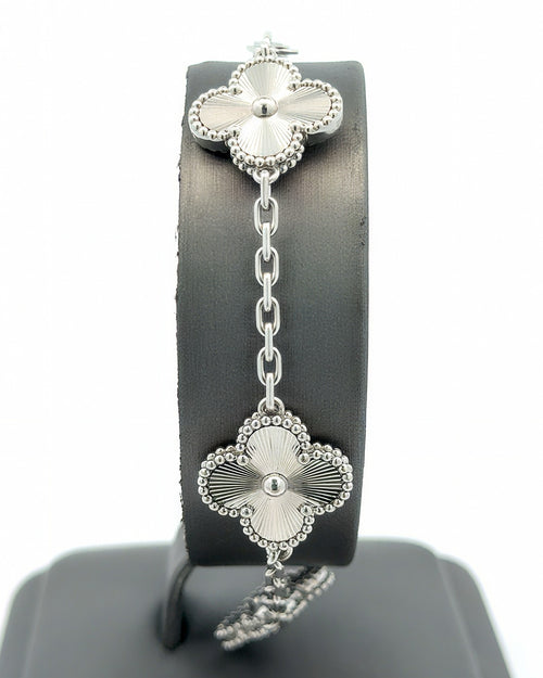 Van Cleef & Arpels Vintage Alhambra Bracelet, 5 motifs, 18k White Gold, 19.4 g