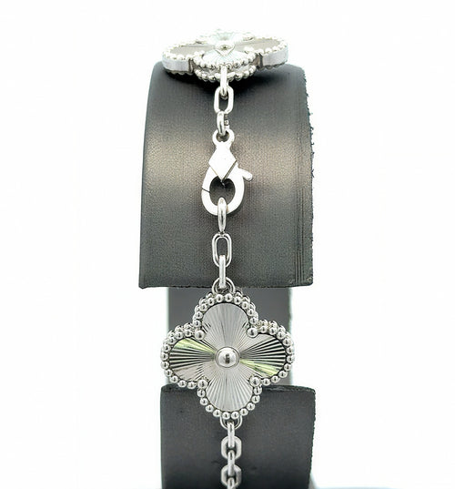 Van Cleef & Arpels Vintage Alhambra Bracelet, 5 motifs, 18k White Gold, 19.4 g