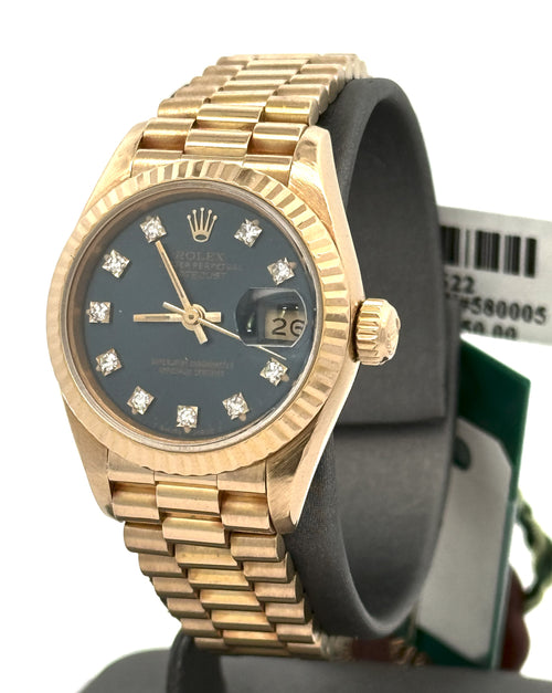 Pre-owned Rolex Datejust 26mm Blue Dial - 69178 - Yellow Gold, S108622