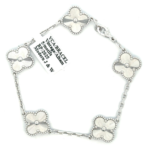 Van Cleef & Arpels Vintage Alhambra Bracelet, 5 motifs, 18k White Gold, 19.4 g
