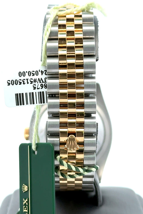 Pre-owned Rolex Datejust 36 2-Tone Steel & Gold Watch Black Jubilee Diamond Dial