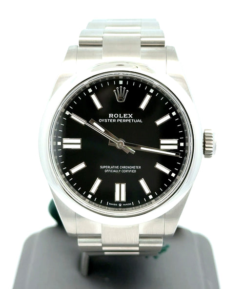 NEW 2025 Rolex Oyster Perpetual 41mm BLACK DIAL Steel Watch 134300, Box/Card
