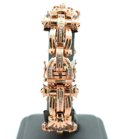 14k Rose Gold Men's Fancy Bracelet, 1.00CT Diamonds 8.5", 54.9g, S108673