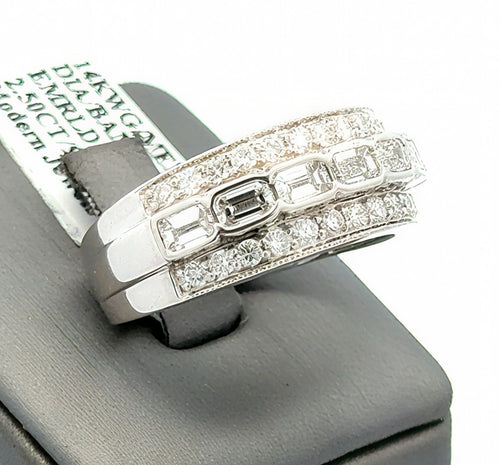 14k White Gold 2.50 CT Diamond Men's Fancy Ring, 9.8 g, Size 10, S16735