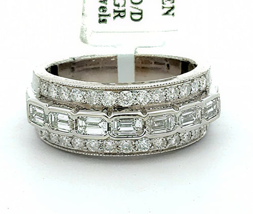 14k White Gold 2.50 CT Diamond Men's Fancy Ring, 9.8 g, Size 10, S16735