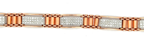 14k Rose Gold 4.00 Carats Men's Diamond Bracelet, 8", 37.3g, S16731