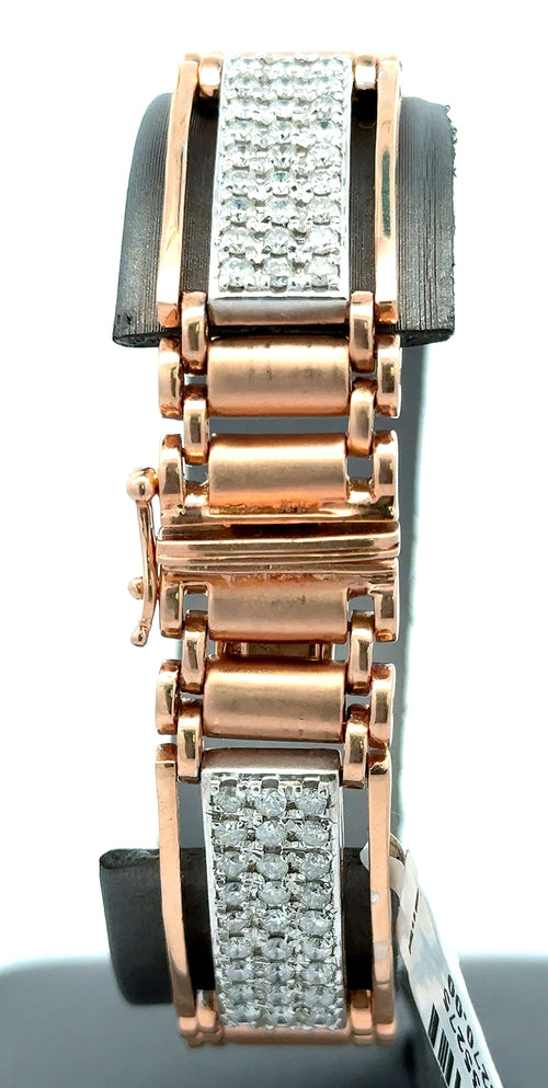 14k Rose Gold 4.00 Carats Men's Diamond Bracelet, 8", 37.3g, S16731