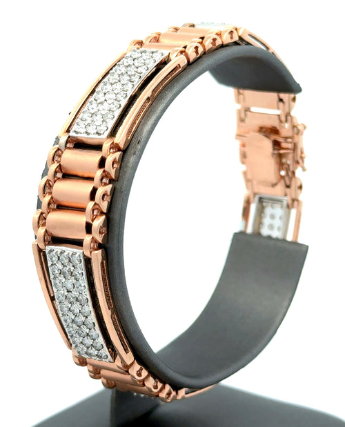 14k Rose Gold 4.00 Carats Men's Diamond Bracelet, 8", 37.3g, S16731