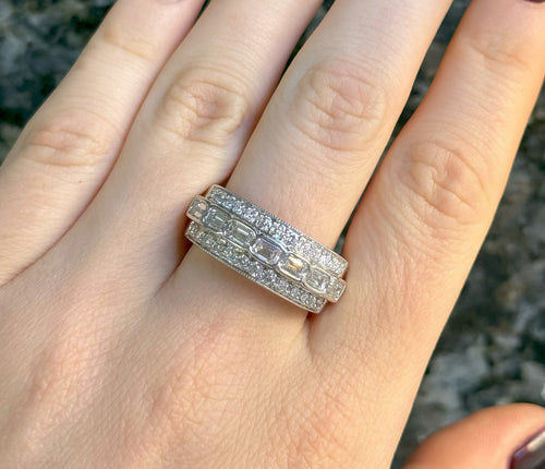 14k White Gold 2.50 CT Diamond Men's Fancy Ring, 9.8 g, Size 10, S16735