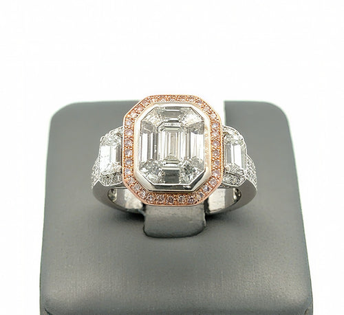 Simon G. 18k Rose & White Gold Ladies 2.50CT Diamond Ring, 9.5g, Size 7.5 S108677