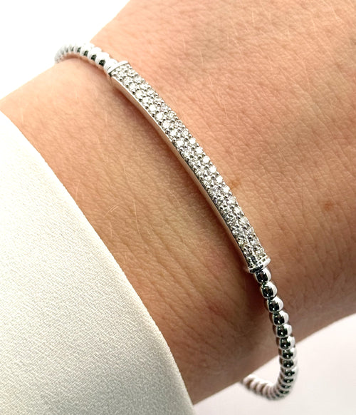 14k White Gold 0.60 CT Diamond Ladies Slip-On Bangle, 6.4 g, S16745