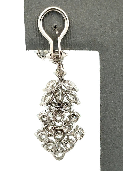 Platinum Chandelier Earrings 13.8g, 6.50CT Marquise & Round Cut Diamonds, S16743