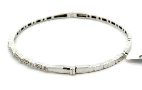Solid 10k White Gold 0.50CT Diamond Bangle Bracelet, 7.5g, S16746